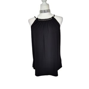 Sold Vintage Black Womens Tank Top with Sliver Embellishments on Neckline Size M
